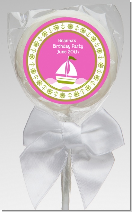 Sailboat Pink - Personalized Birthday Party Lollipop Favors
