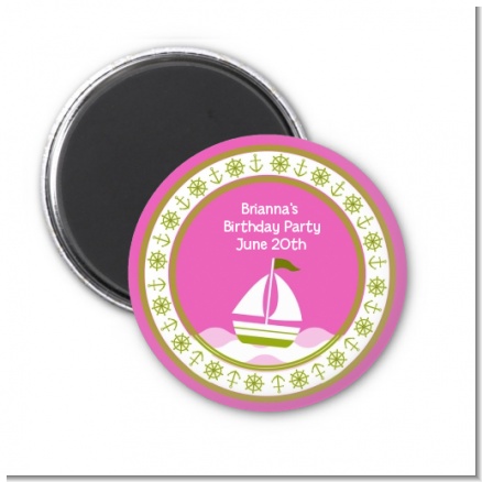 Sailboat Pink - Personalized Birthday Party Magnet Favors