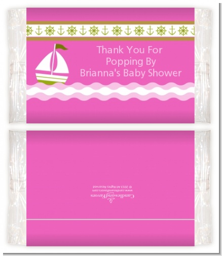 Sailboat Pink - Personalized Popcorn Wrapper Baby Shower Favors