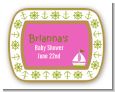 Sailboat Pink - Personalized Baby Shower Rounded Corner Stickers thumbnail