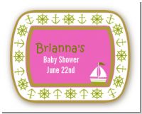 Sailboat Pink - Personalized Baby Shower Rounded Corner Stickers
