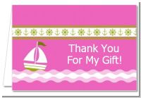 Sailboat Pink - Baby Shower Thank You Cards