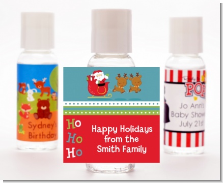 Santa And His Reindeer - Personalized Christmas Hand Sanitizers Favors