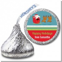Santa And His Reindeer - Hershey Kiss Christmas Sticker Labels