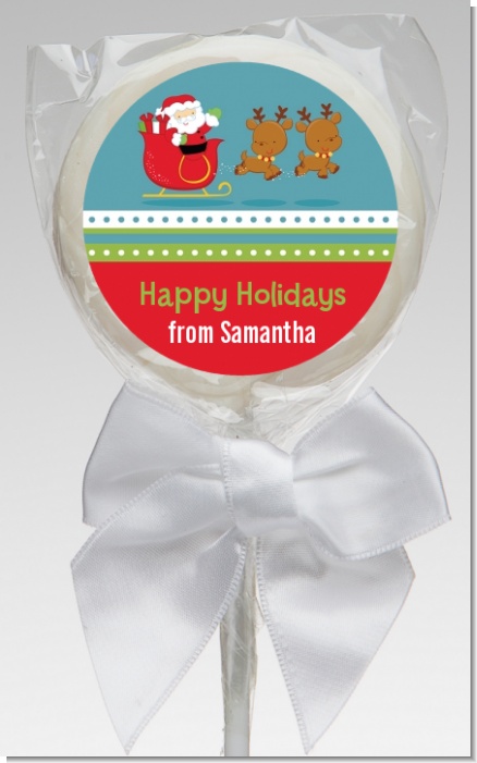 Santa And His Reindeer - Personalized Christmas Lollipop Favors