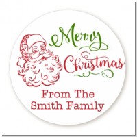 Santa Claus Outline - Round Personalized Christmas Sticker Labels