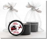 Santa Sleigh Red Plaid - Christmas Black Candle Tin Favors