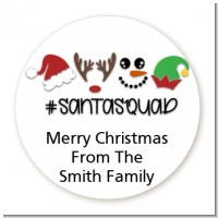 Santa Squad - Round Personalized Christmas Sticker Labels