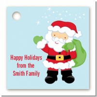 Santa's Green Bag - Personalized Christmas Card Stock Favor Tags