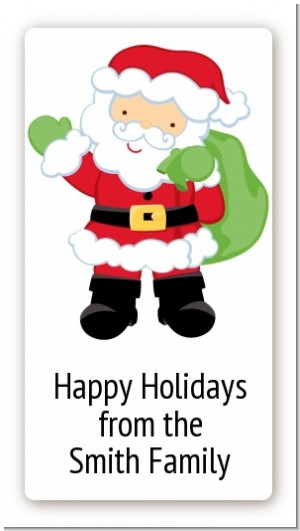 Santa's Green Bag - Custom Rectangle Christmas Sticker/Labels