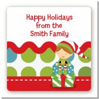 Santa's Little Elf - Square Personalized Christmas Sticker Labels
