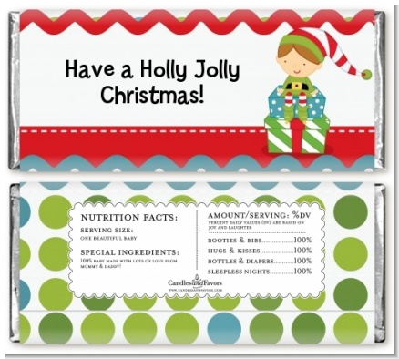 Santa's Little Elf - Personalized Christmas Candy Bar Wrappers