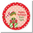 Santa's Little Elf - Round Personalized Christmas Sticker Labels thumbnail