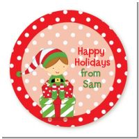 Santa's Little Elf - Round Personalized Christmas Sticker Labels