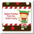Santa's Little Elfie - Square Personalized Christmas Sticker Labels thumbnail