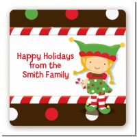 Santa's Little Elfie - Square Personalized Christmas Sticker Labels