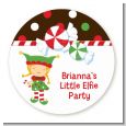 Santa's Little Elfie - Round Personalized Christmas Sticker Labels thumbnail