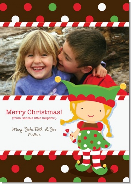 Santa's Little Elfie - Personalized Photo Christmas Cards
