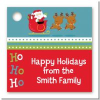 Santa And His Reindeer - Personalized Christmas Card Stock Favor Tags