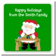 Santa's Work Shop - Square Personalized Christmas Sticker Labels thumbnail