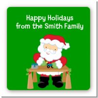 Santa's Work Shop - Square Personalized Christmas Sticker Labels