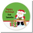 Santa's Work Shop - Round Personalized Christmas Sticker Labels thumbnail