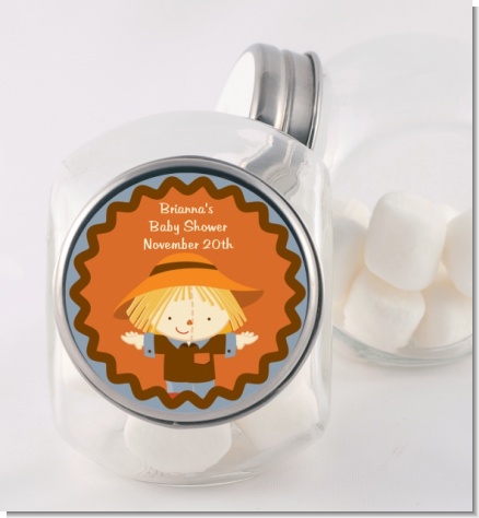 Scarecrow Fall Theme - Personalized Baby Shower Candy Jar