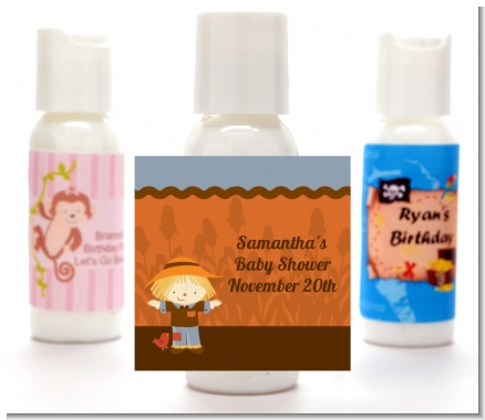 Scarecrow Fall Theme - Personalized Baby Shower Lotion Favors