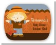 Scarecrow Fall Theme - Personalized Baby Shower Rounded Corner Stickers thumbnail