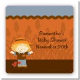 Scarecrow Fall Theme - Square Personalized Baby Shower Sticker Labels