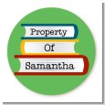School Books - Round Personalized School Sticker Labels thumbnail