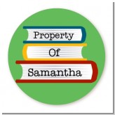 School Books - Round Personalized School Sticker Labels
