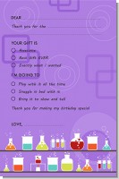 Science Lab - Birthday Party Fill In Thank You Cards