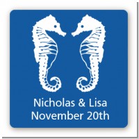 Sea Horses - Square Personalized Bridal Shower Sticker Labels