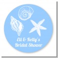 Sea Shells - Round Personalized Bridal Shower Sticker Labels thumbnail