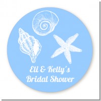 Sea Shells - Round Personalized Bridal Shower Sticker Labels