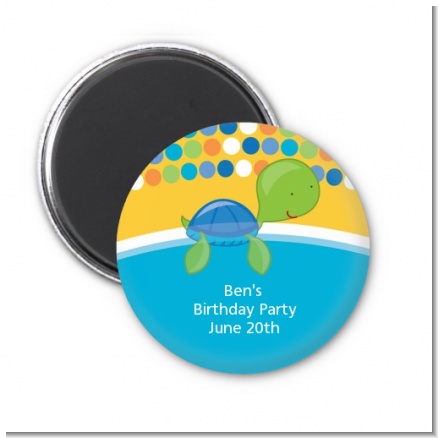 Sea Turtle Boy - Personalized Birthday Party Magnet Favors