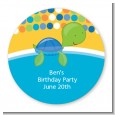 Sea Turtle Boy - Round Personalized Birthday Party Sticker Labels thumbnail