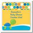 Sea Turtle Boy - Square Personalized Baby Shower Sticker Labels thumbnail