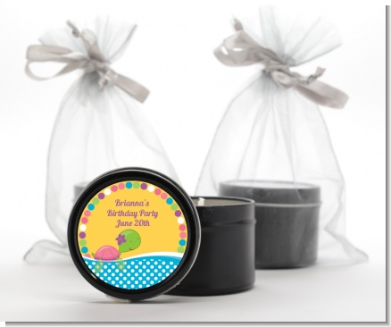 Sea Turtle Girl - Birthday Party Black Candle Tin Favors