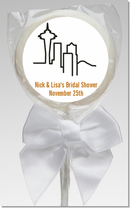 Seattle Skyline - Personalized Bridal Shower Lollipop Favors