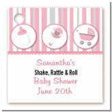 Shake, Rattle & Roll Pink - Personalized Baby Shower Card Stock Favor Tags