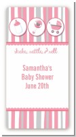 Shake, Rattle & Roll Pink - Custom Rectangle Baby Shower Sticker/Labels