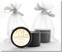Shake, Rattle & Roll Yellow - Baby Shower Black Candle Tin Favors