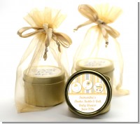 Shake, Rattle & Roll Yellow - Baby Shower Gold Tin Candle Favors