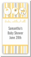 Shake, Rattle & Roll Yellow - Custom Rectangle Baby Shower Sticker/Labels