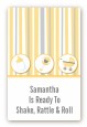 Shake, Rattle & Roll Yellow - Custom Large Rectangle Baby Shower Sticker/Labels thumbnail