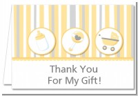 Shake, Rattle & Roll Yellow - Baby Shower Thank You Cards
