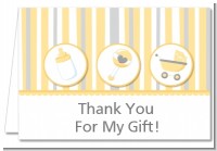 Shake, Rattle & Roll Yellow - Baby Shower Thank You Cards