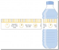 Shake, Rattle & Roll Yellow - Personalized Baby Shower Water Bottle Labels